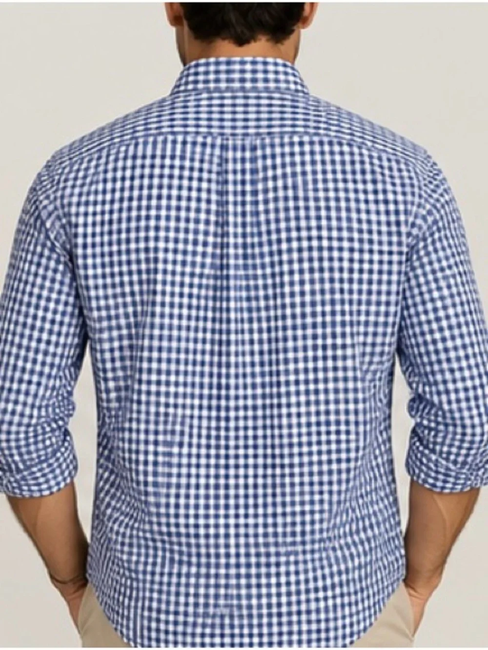 J.Crew Brushed Twill Gingham Shirt Blue White Slim Fit Cotton Mens L